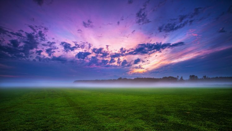 germany, Nature, Landscapes, Grass, Sky, Clouds, Fields, Sunset, Fog, Forest HD Wallpaper Desktop Background