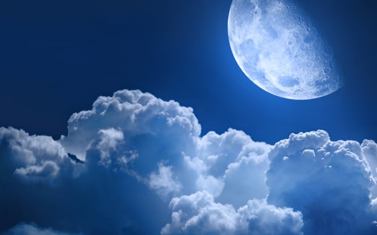 sky, Moon, Clouds, Close, Light HD Wallpaper Desktop Background