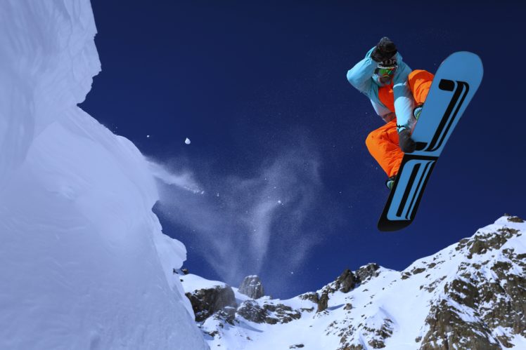extreme, Snow, Snowboarding, Sports, Winter, Landscapes, Man, Mountains, Sky, Surfboard, Joy, Fun HD Wallpaper Desktop Background