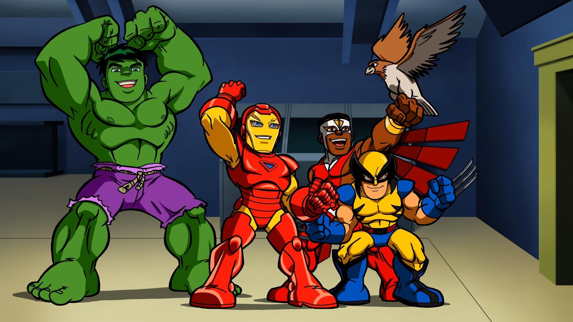 Мультсериалы про героев. Отряд супергероев 2009 Халк. Марвел супер Хиро сквад. Марвел супергеройский отряд.