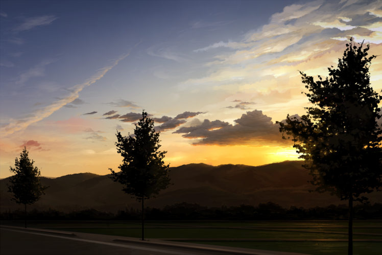 juuyonkou, Original, Scenic, Sunset, Tagme, Tree HD Wallpaper Desktop Background