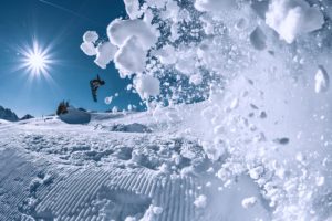 sunny, Extreme, Landscapes, Man, Mountains, Sky, Snow, Snowboarding, Sports, Surfboard, Winter