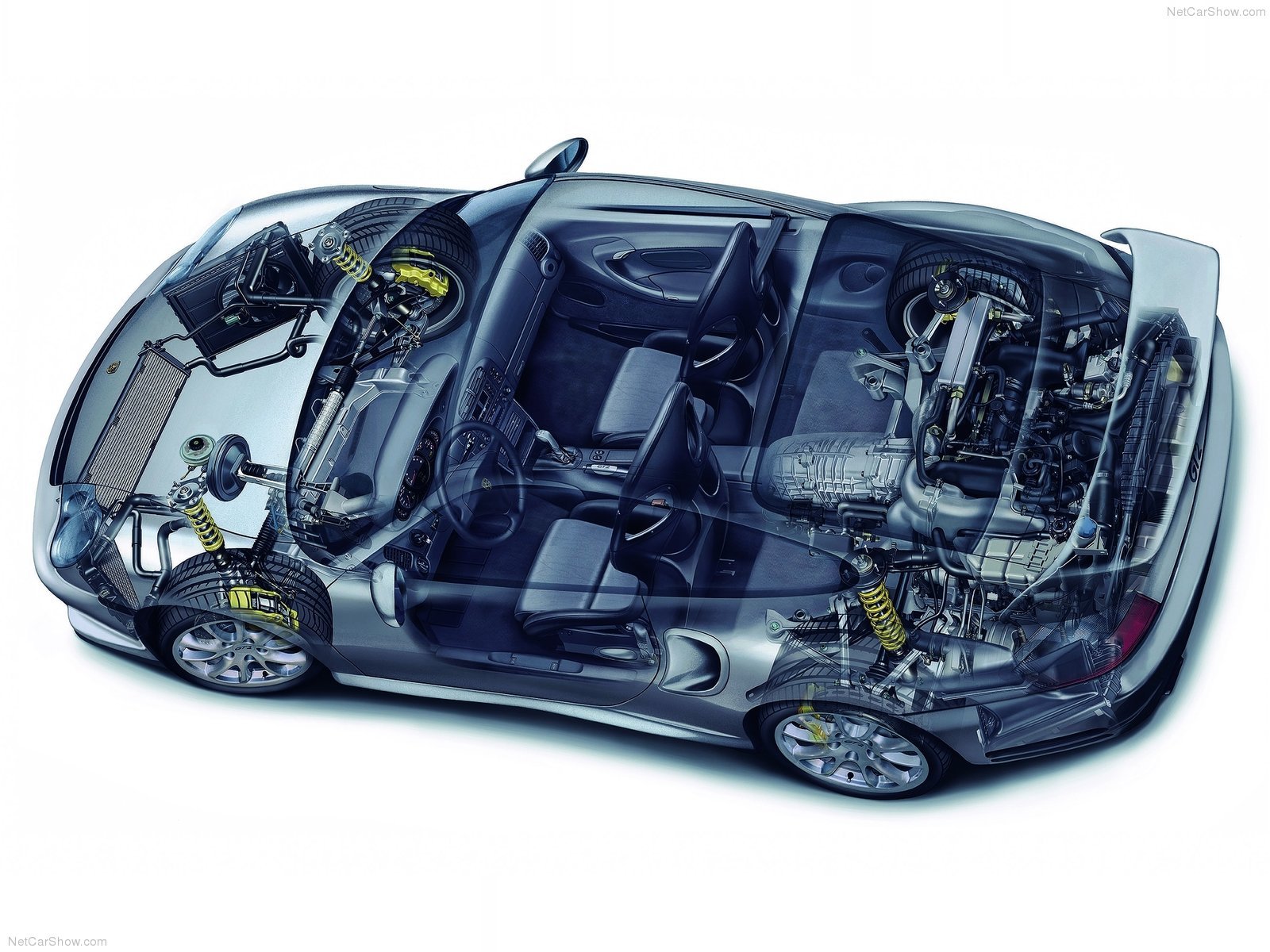 porsche, 911, Gt2, Cars, Coupe, 2003, Technical Wallpaper