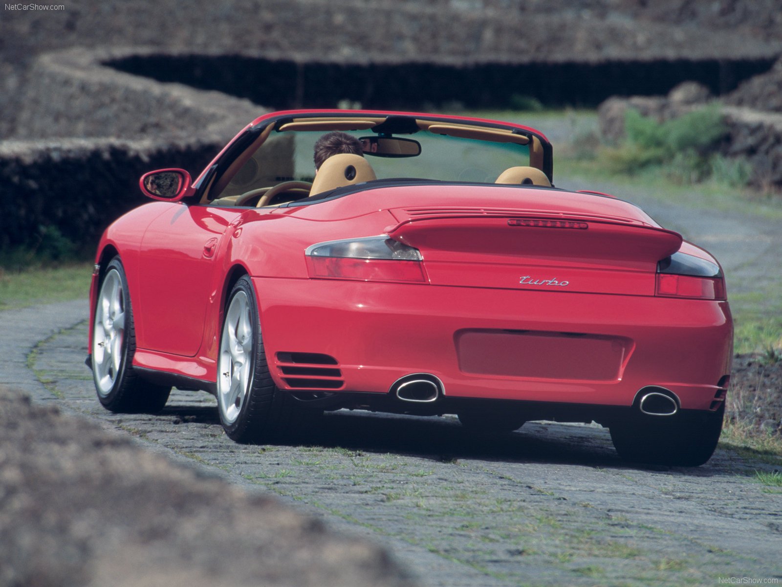 porsche, 911, Turbo, Cabriolet, Convertible, Cars, 2004, Red Wallpaper