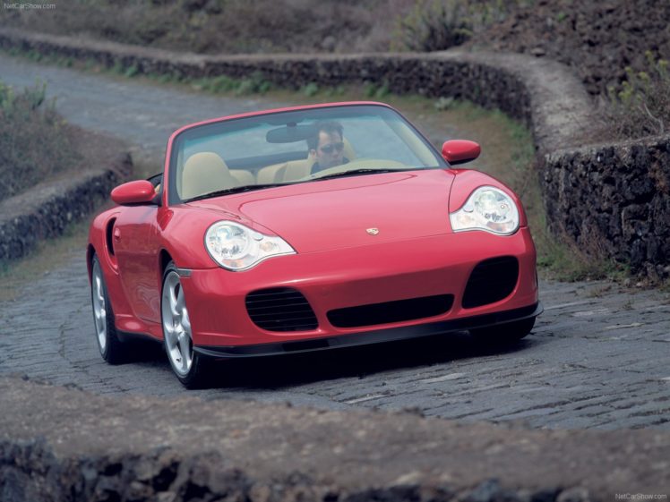 porsche, 911, Turbo, Cabriolet, Convertible, Cars, 2004, Red HD Wallpaper Desktop Background