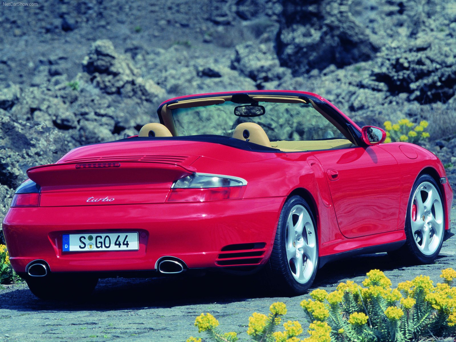 porsche, 911, Turbo, Cabriolet, Convertible, Cars, 2004, Red Wallpaper
