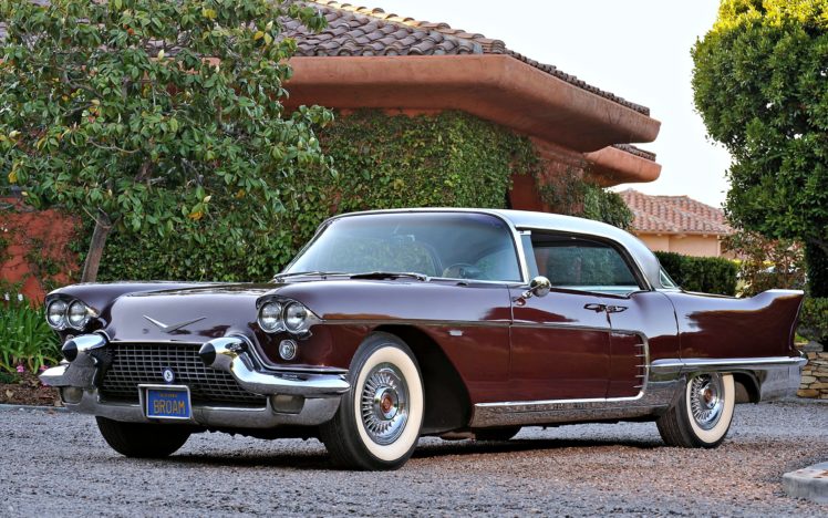 1958, Cadillac, Eldorado, Brown, Cars, Old, Classic, Houses, Motors, Trees, Town HD Wallpaper Desktop Background