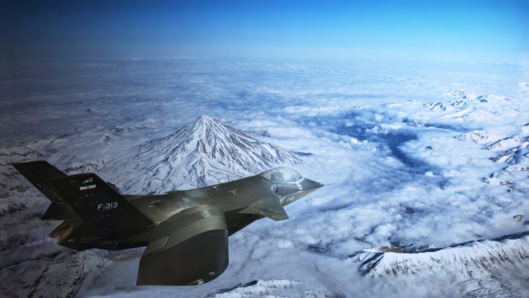 aircraft, Bombs, Fighter, Flight, Military, Missiles, Shells, Qaher, F313, Iran, Landscapes, Snow, Mountains, Sky, Clouds HD Wallpaper Desktop Background
