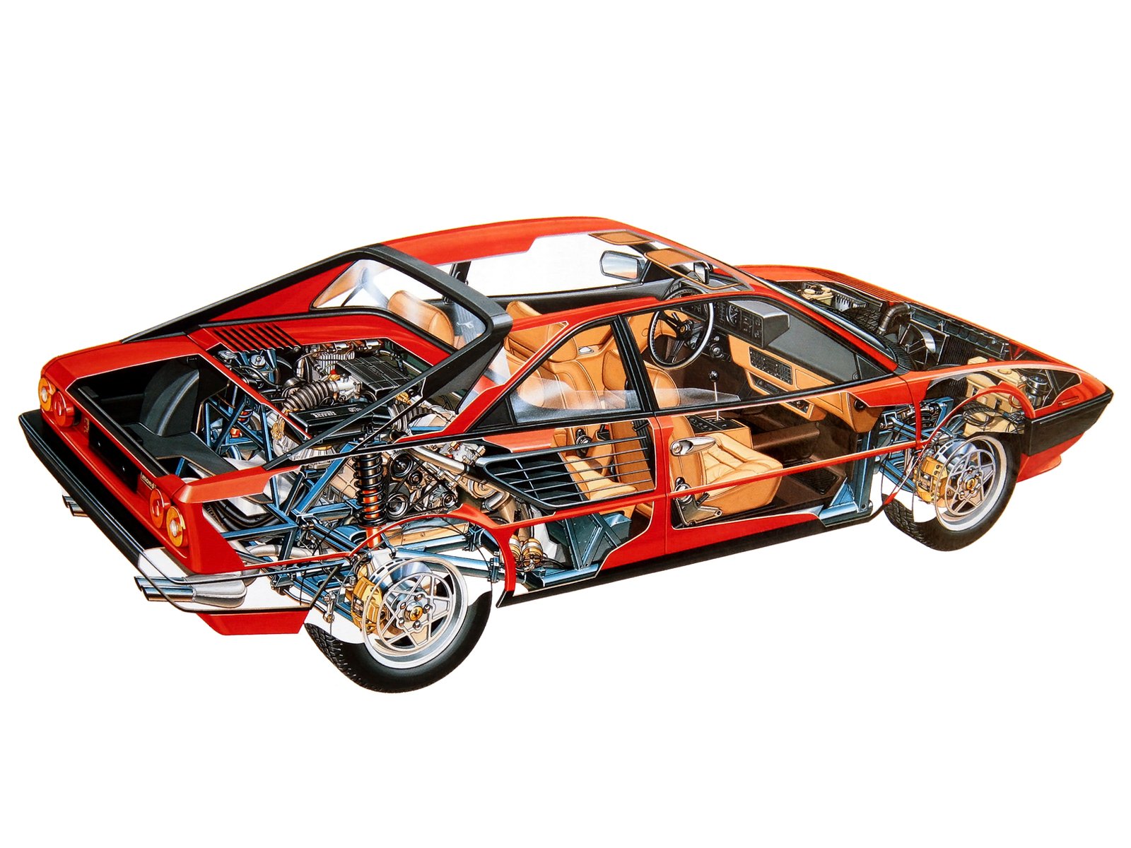 ferrari, Mondial, Cars, Technical Wallpaper