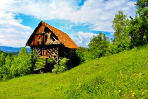 scenery, Slovenia, Trbovlje, Grass, Nature, Buildings, Trees