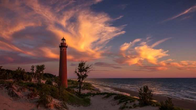 lighthouse, Sunset HD Wallpaper Desktop Background