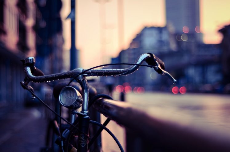 bike, Drops, Evening, Lights, Railings, City, Emotions, Classic HD Wallpaper Desktop Background