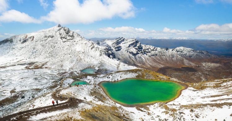 mountain, Lake, Snow, Tongariro, National, Park, North, Island, New, Zealand, Emerald, Lakes HD Wallpaper Desktop Background