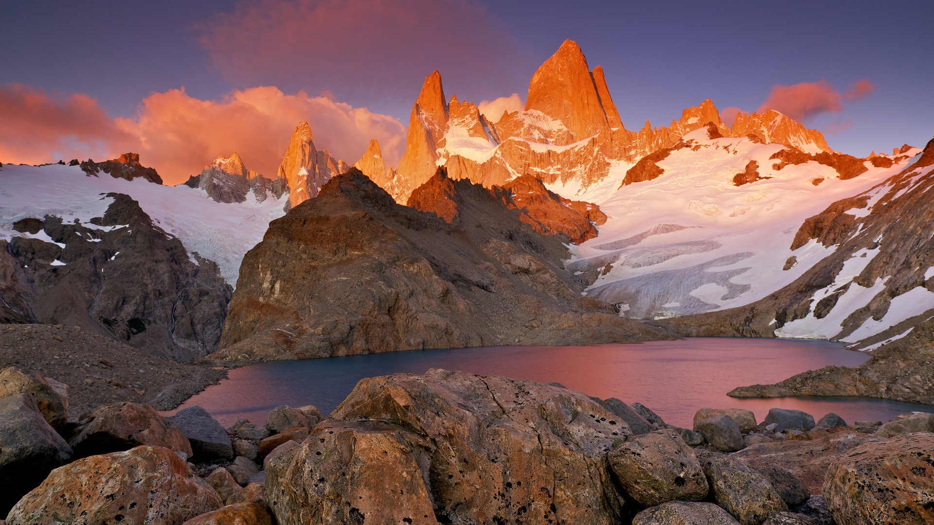snow, Lake, Mountain Wallpaper