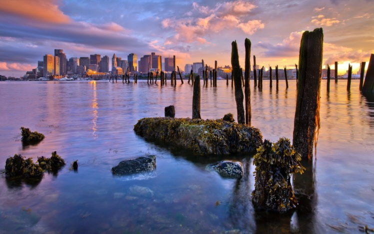 sunset, Massachusetts, Boston, United, States HD Wallpaper Desktop Background