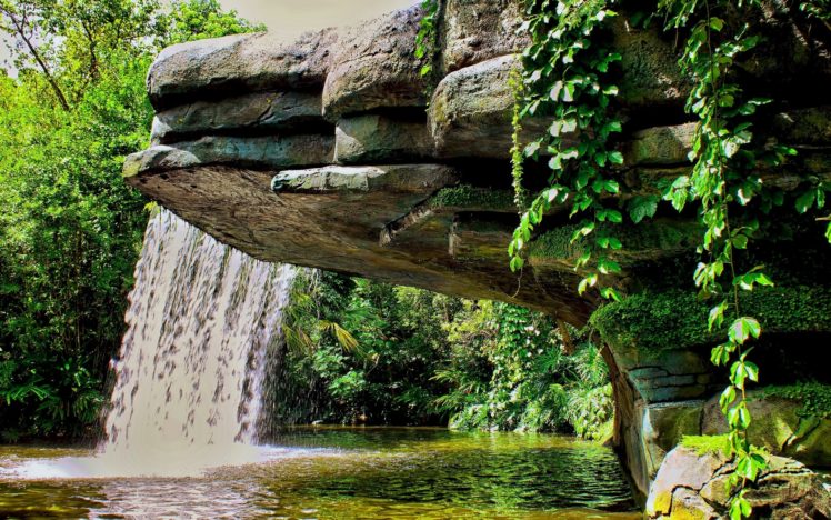 waterfall, Pond, Vegetation, Landscape HD Wallpaper Desktop Background