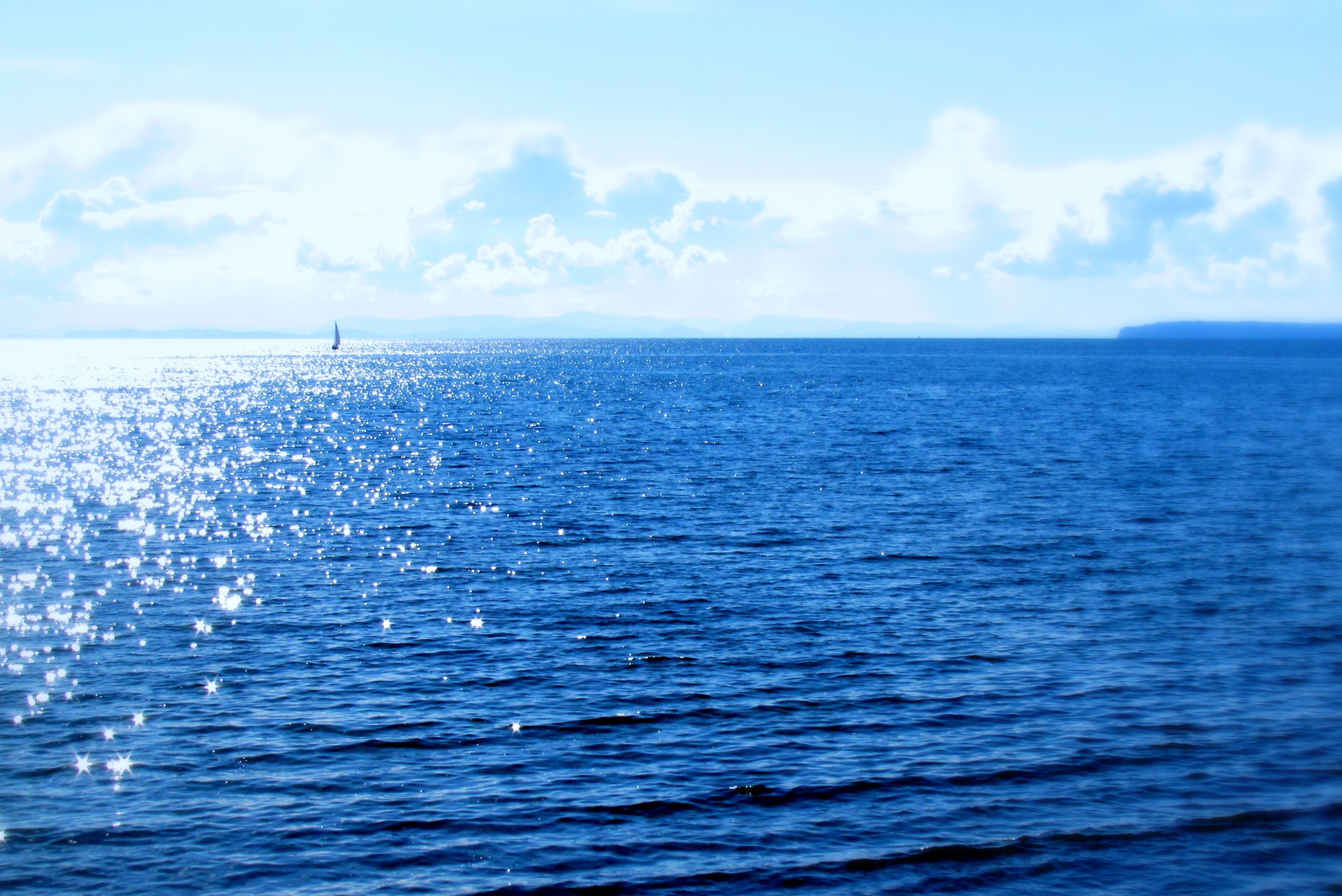 sea, Boat, Blue, Sky, Clouds, Sunny, Summer, Landscapes, Nature, Earth, Ocean Wallpaper
