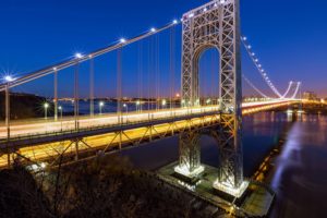 bridges, Tunnels, Port, Authority, New, Jersey, Hotels, Lights, Sea, Sky, Skyscrapers, Technology, Boats, Buildings, City, Country, Development, Evening, Globalization, Blue