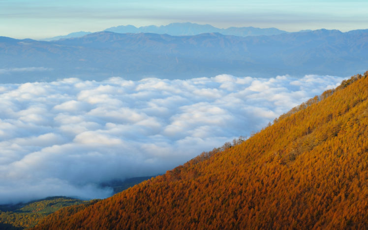 mountain, Between, Clouds HD Wallpaper Desktop Background