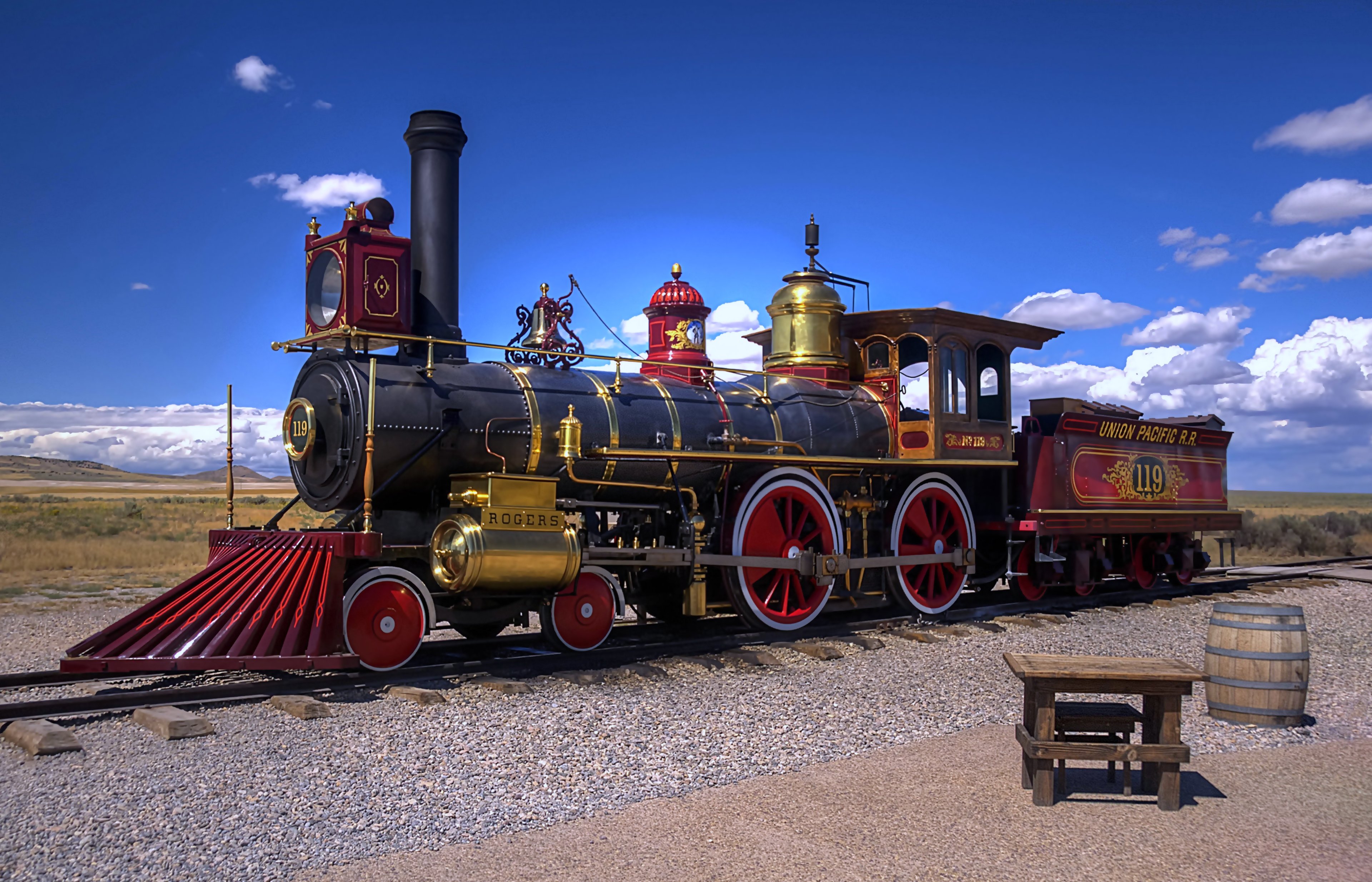 trains, Old, Classic, Railroad, Landscapes, Sky, Clouds, Sunny, Chair Wallpaper