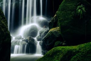 mossy, Waterfalls, Nature, Earth, Water, Green, Lakes, Rocks, Stones, Landscapes