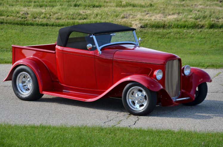 1932, Ford, Pickup, Roadster, Street, Rod, Hot, Streetrod, Hotrod, Red, Usa, 4200×2780 03 HD Wallpaper Desktop Background