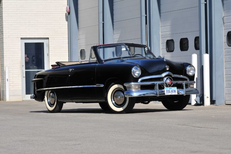 1950, Ford, Custom, Convertible, Black, Classic, Old, Vintage, Usa, 4288×2848 01 HD Wallpaper Desktop Background
