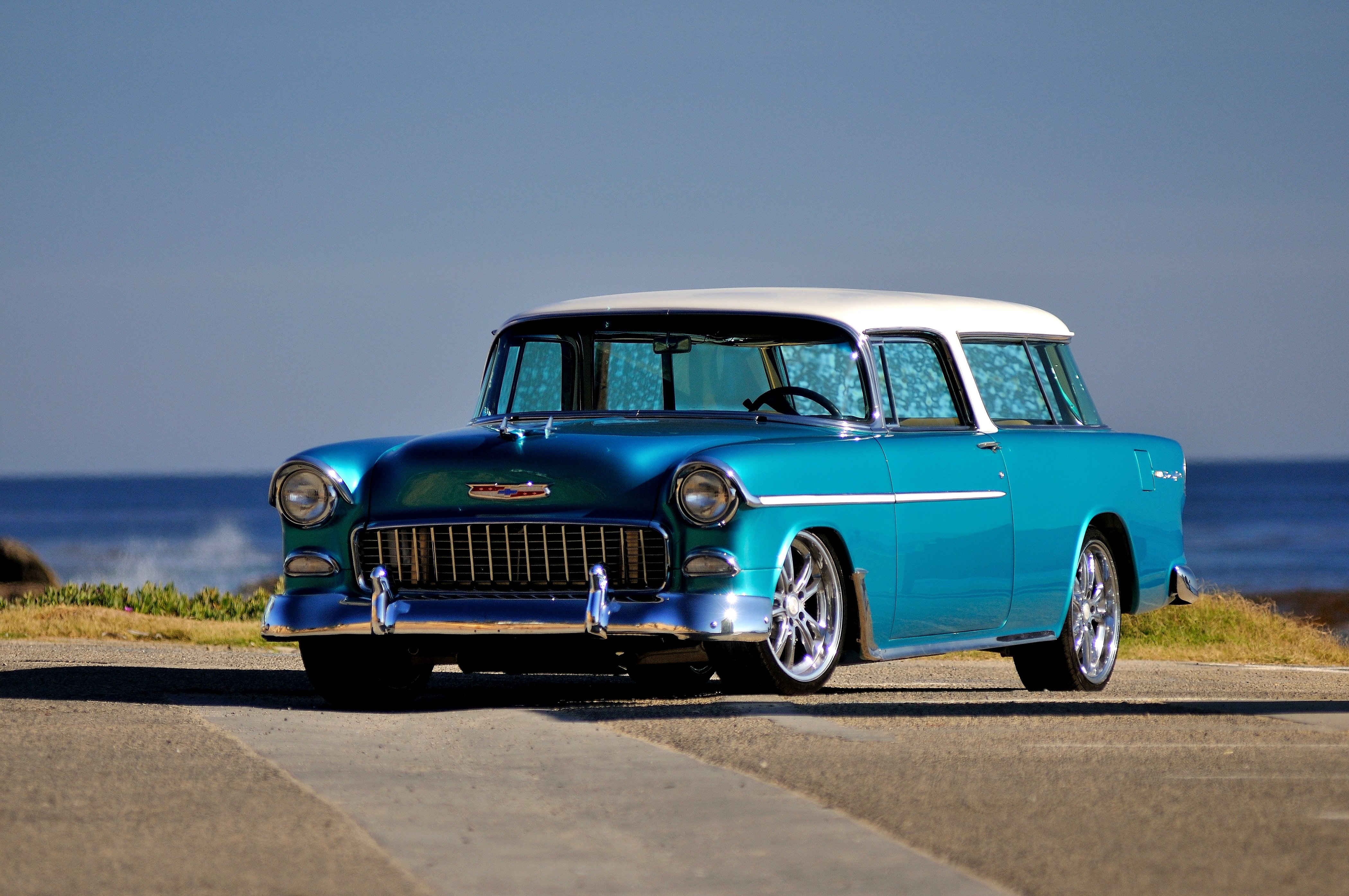 1955, Chevrolet, Chevy, Nomad, Streetrod, Street, Rod, Hot, Blue