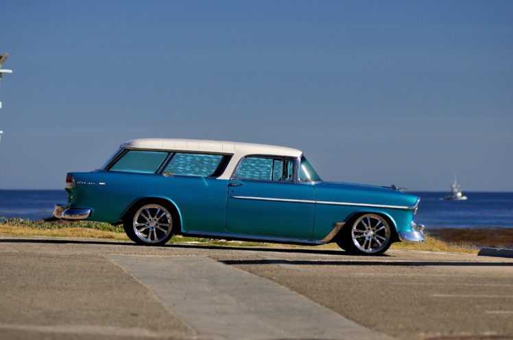 1955, Chevrolet, Chevy, Nomad, Streetrod, Street, Rod, Hot, Blue, Usa 4200×2790 02 HD Wallpaper Desktop Background