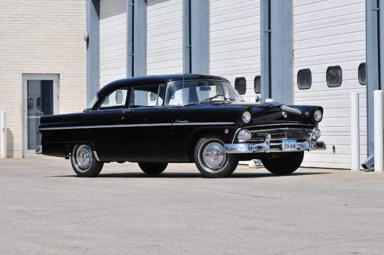 1955, Ford, Customline, Sedan, 2, Door, Black, Classic, Old, Vintage, Usa, 4288×2848 01 HD Wallpaper Desktop Background