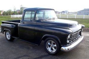1956, Chevrolet, Chevy, 3100, Pickup, Stepside, Black, Streetrod, Street, Rod, Hot, Usa, 4200×2360 02