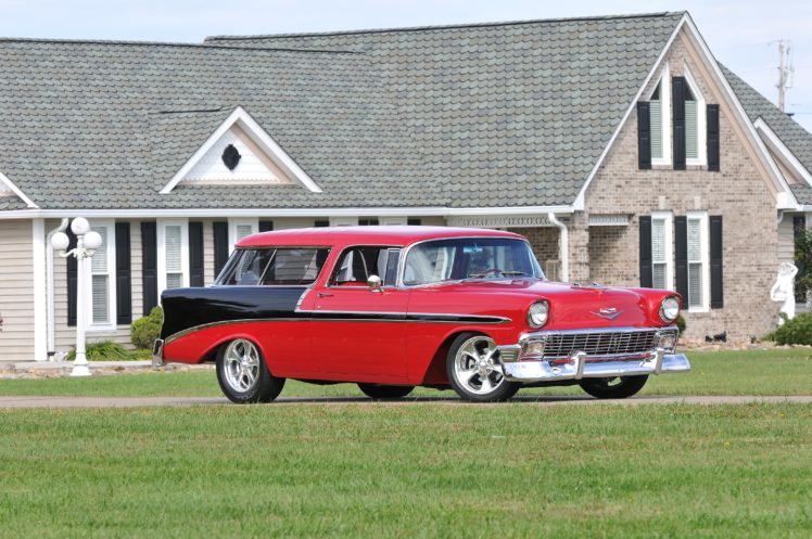 1956, Chevrolet, Chevy, Nomad, Streetrod, Street, Rod, Hot, Red, Black, Usa, 4200×2790 01 HD Wallpaper Desktop Background
