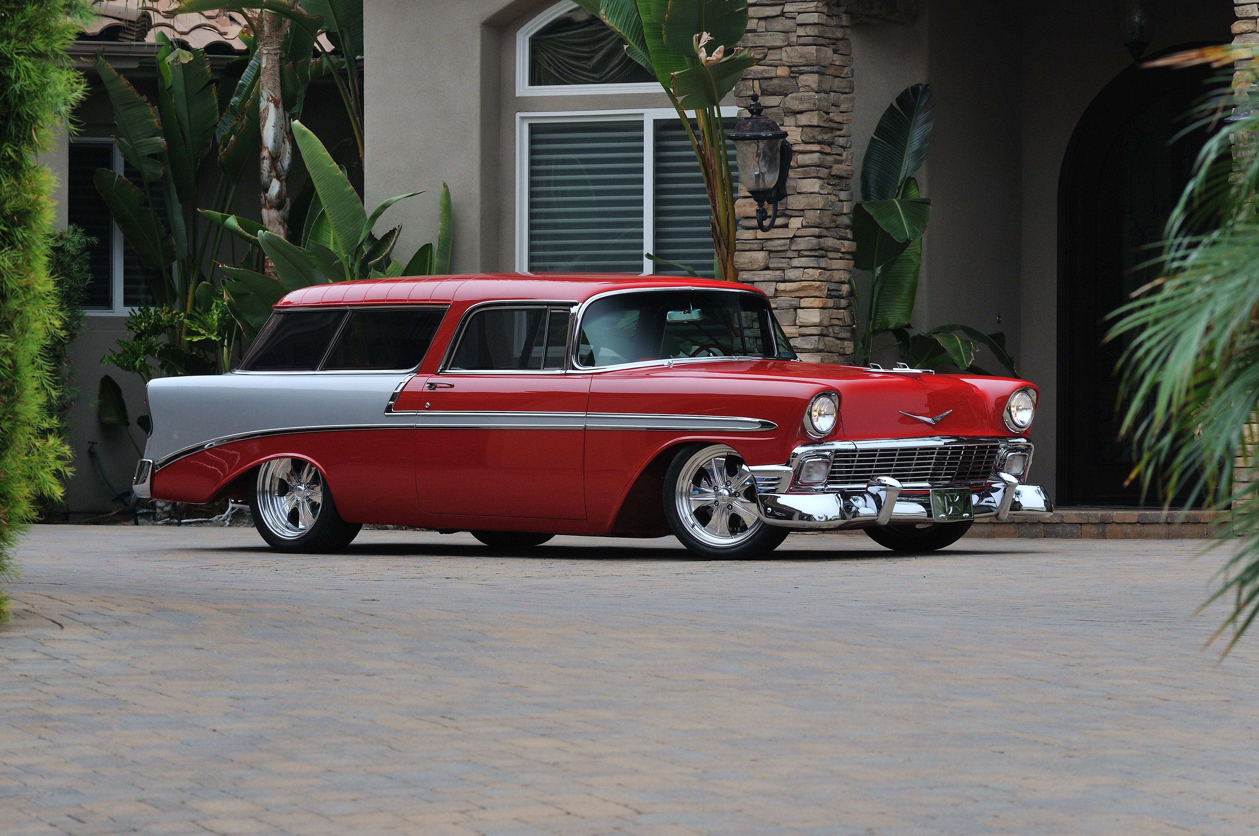 1956, Chevrolet, Chevy, Nomad, Streetrod, Street, Rod, Hot, Red, Silver, Usa, 4200x2790 01 Wallpaper