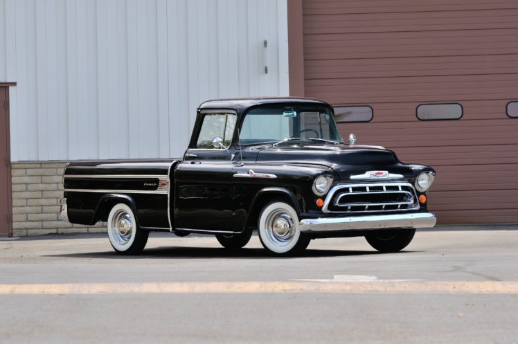 1957, Chevrolet, Pickup, Cameo, Classic, Old, Black, Usa, 4232×2811 01 HD Wallpaper Desktop Background