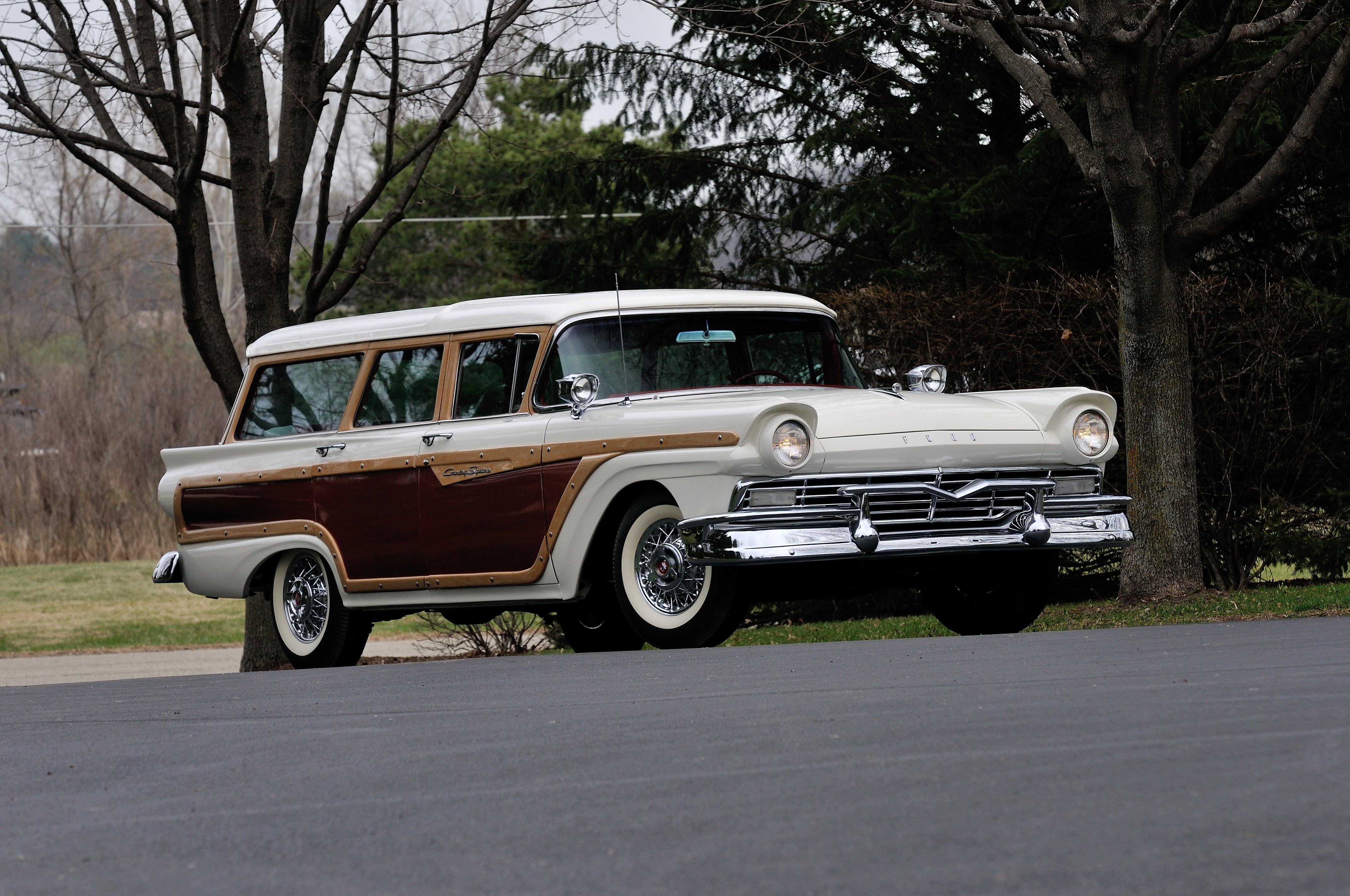 1957, Ford, Country, Squire, Wagon, 4, Door, White, Usa, 3288x2848 01 Wallpaper
