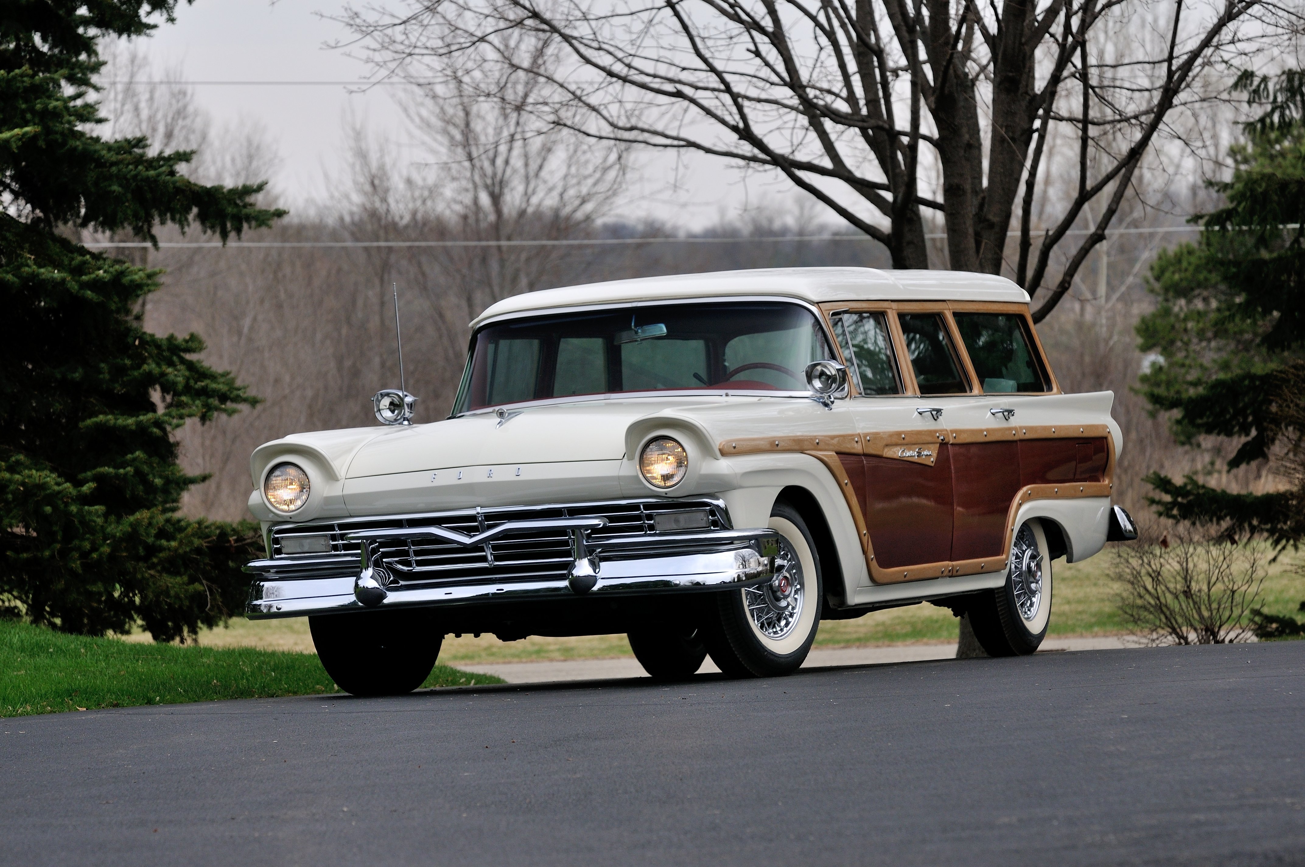 1957, Ford, Country, Squire, Wagon, 4, Door, White, Usa, 3288x2848 04 Wallpaper