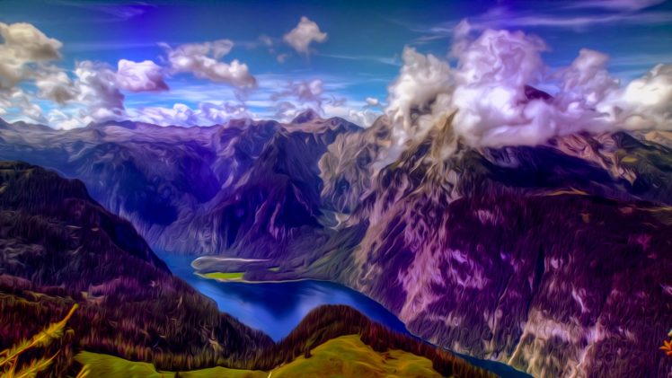 mountains, Landscape, Nature, Mountain, Psychedelic HD Wallpaper Desktop Background