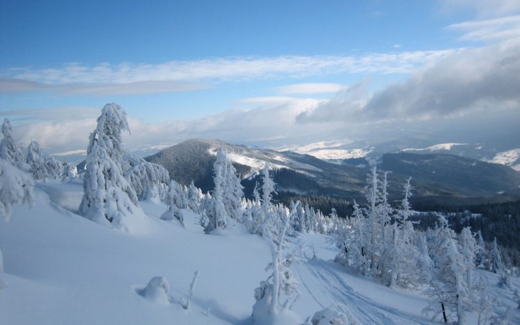mountains, Landscape, Nature, Mountain, Winter, Snow HD Wallpaper Desktop Background