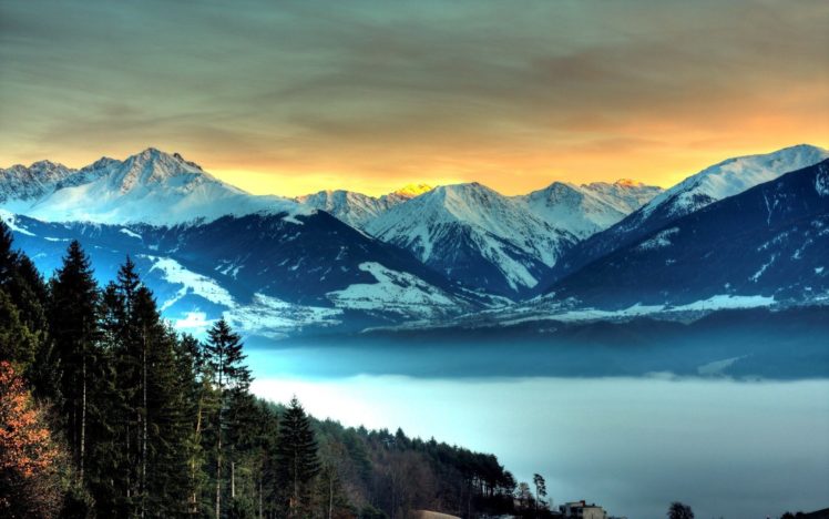 mountains, Landscape, Nature, Mountain, Lake, Forest, Snow HD Wallpaper Desktop Background