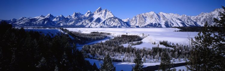 mountains, Landscape, Nature, Mountain, Winter, River HD Wallpaper Desktop Background
