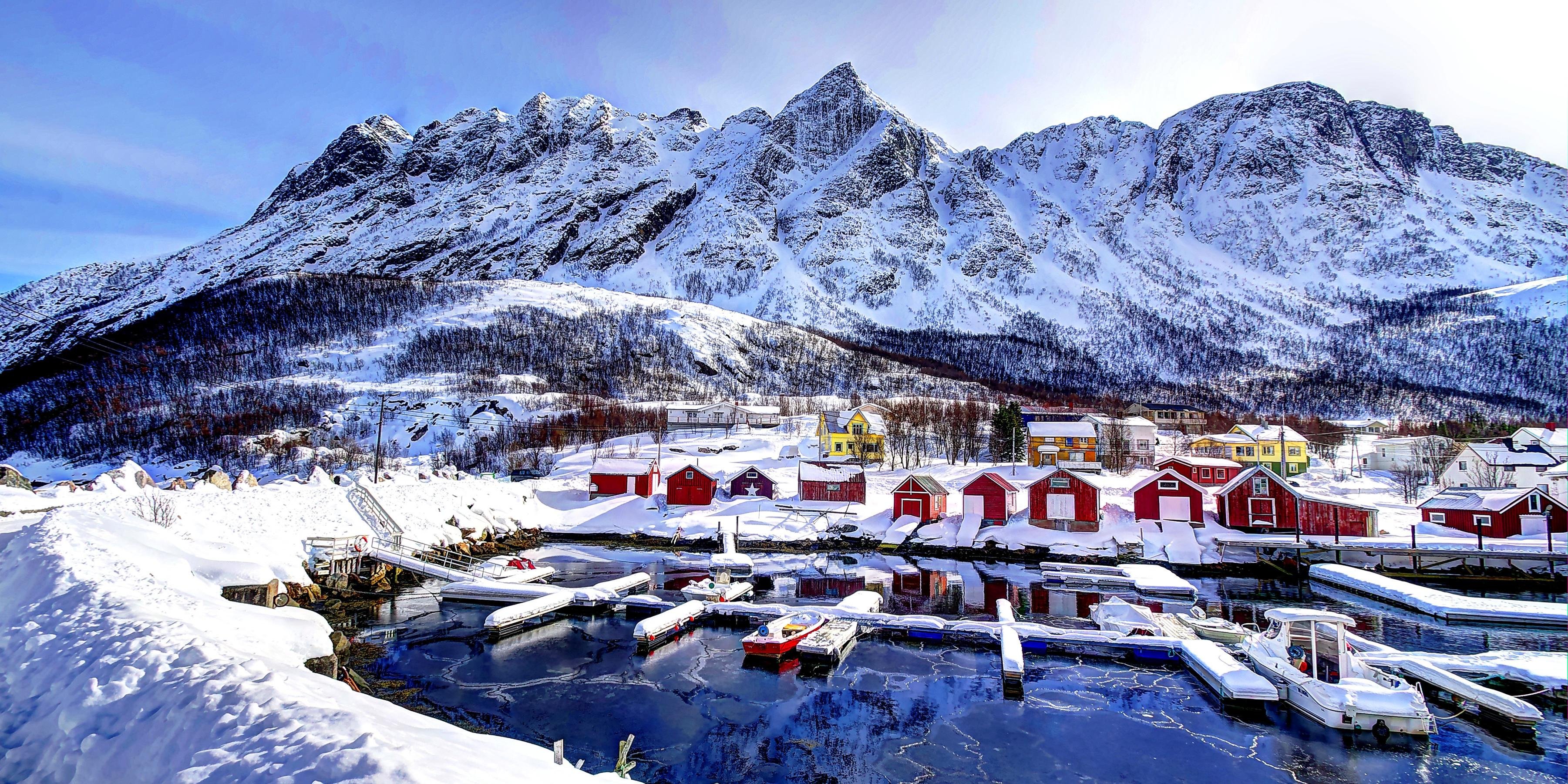 mountains, Landscape, Nature, Mountain, Lake, Snow, Winter, Resort, Rustic Wallpaper