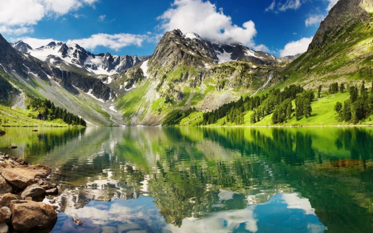 mountains, Landscape, Nature, Mountain, Lake, Reflection HD Wallpaper Desktop Background