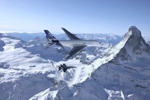 airbus, A380, Passazhirskiy, Snow, Mountains, Planes, Landscapes, Nature, Earth, Warplane, Aircrafts, Flights, Military