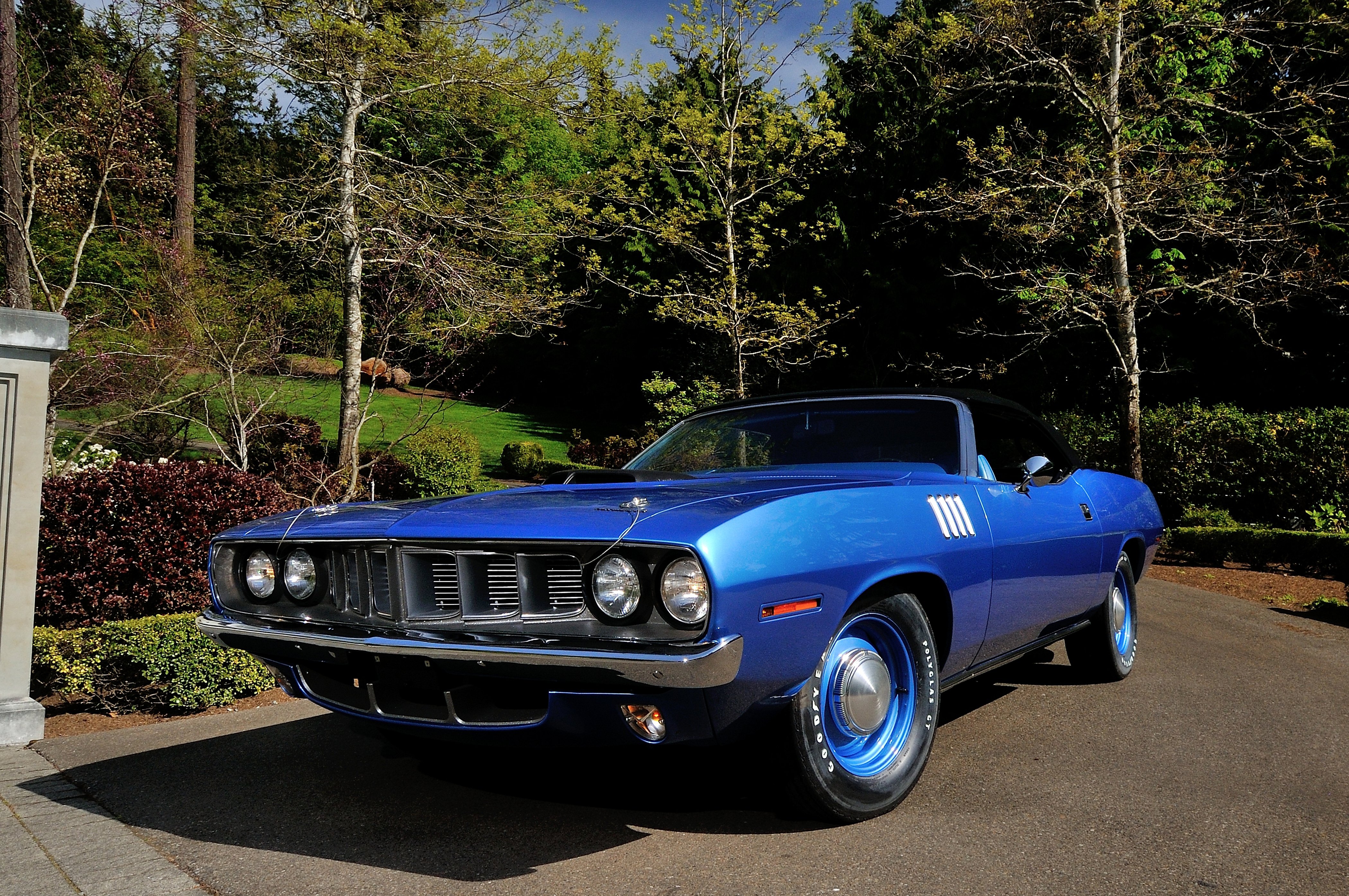 1971, Plymouth, Hemi, Cuda, Convertible, Muscle, Classic, Old, Blue, Usa, 4200x2790 07 Wallpaper