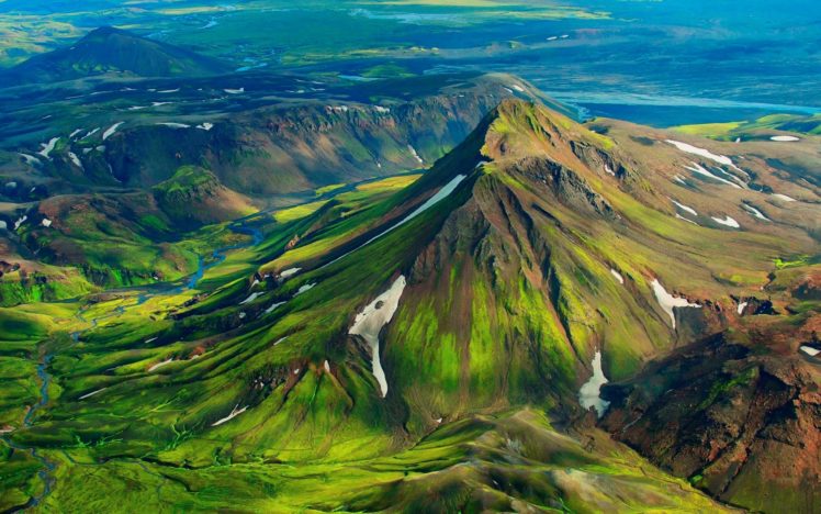 landscapes, Mountains, Green, Grass, Nature, Hills, Rivers, Snow, Spring HD Wallpaper Desktop Background