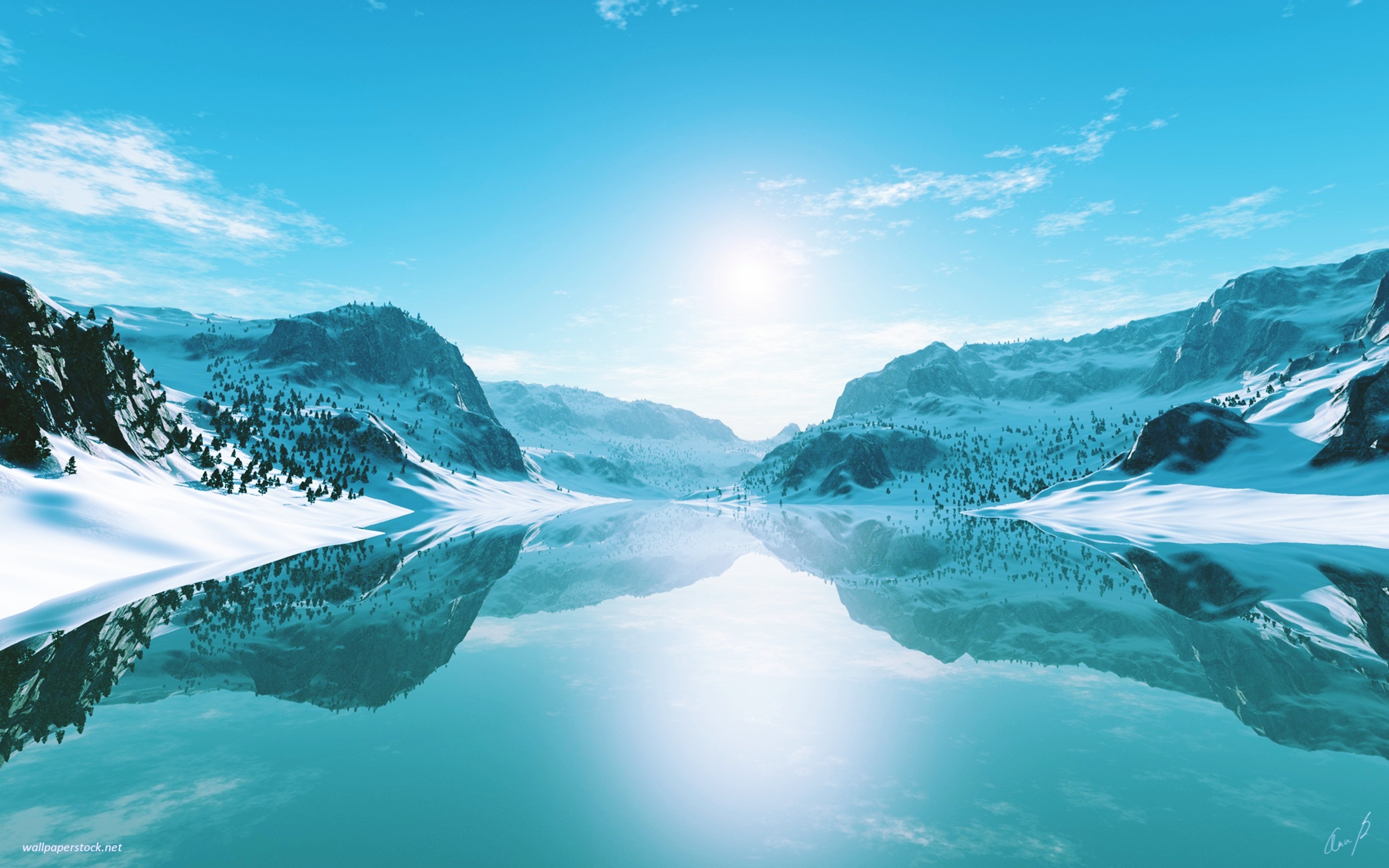 nature, Landscapes, Earth, Snow, Sky, Sunny, Clouds, Lakes, Cold, Winter Wallpaper