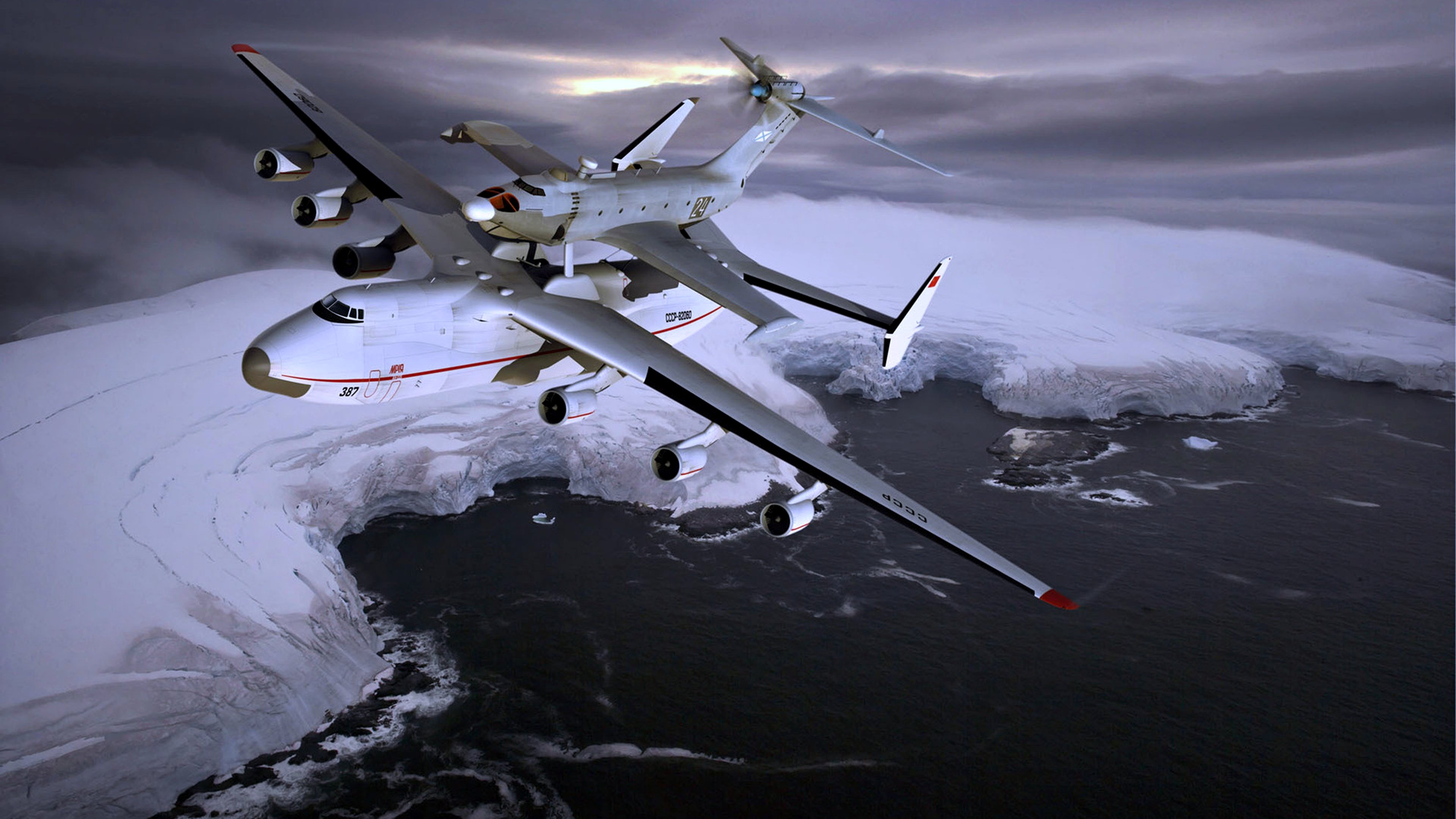 aircrafts, Attack, Snow, Ice, Sea, Clouds, Earth, Flights, Landscapes, Military, Nature, Review, Sky, Warplanes Wallpaper
