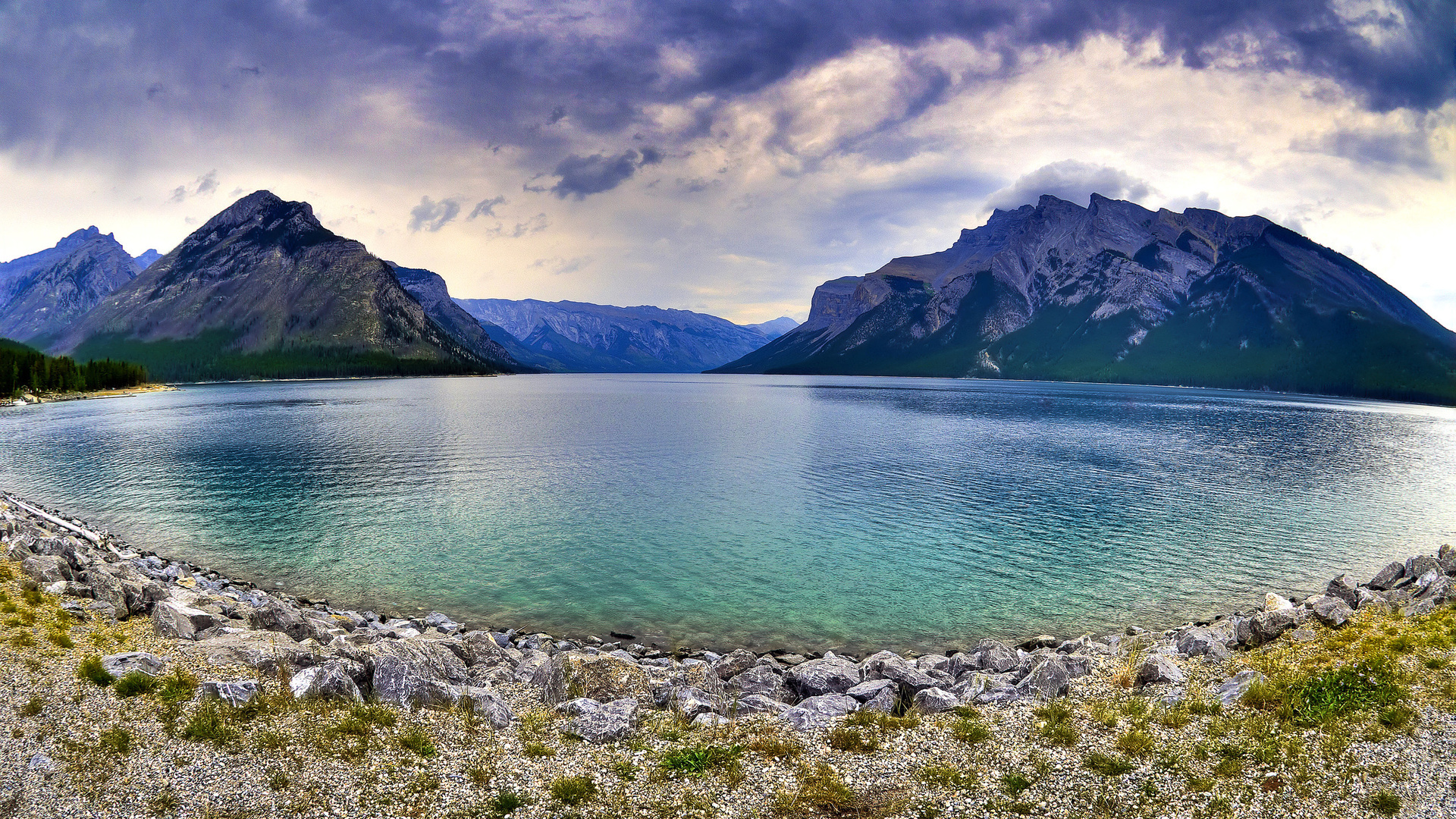 mountains, Rocks, Lake, Alberta Wallpaper