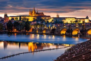 praha, Prague, Czech, Czech, Republic, City, Bridge, River, Vltava, Evening, Architecture, Building