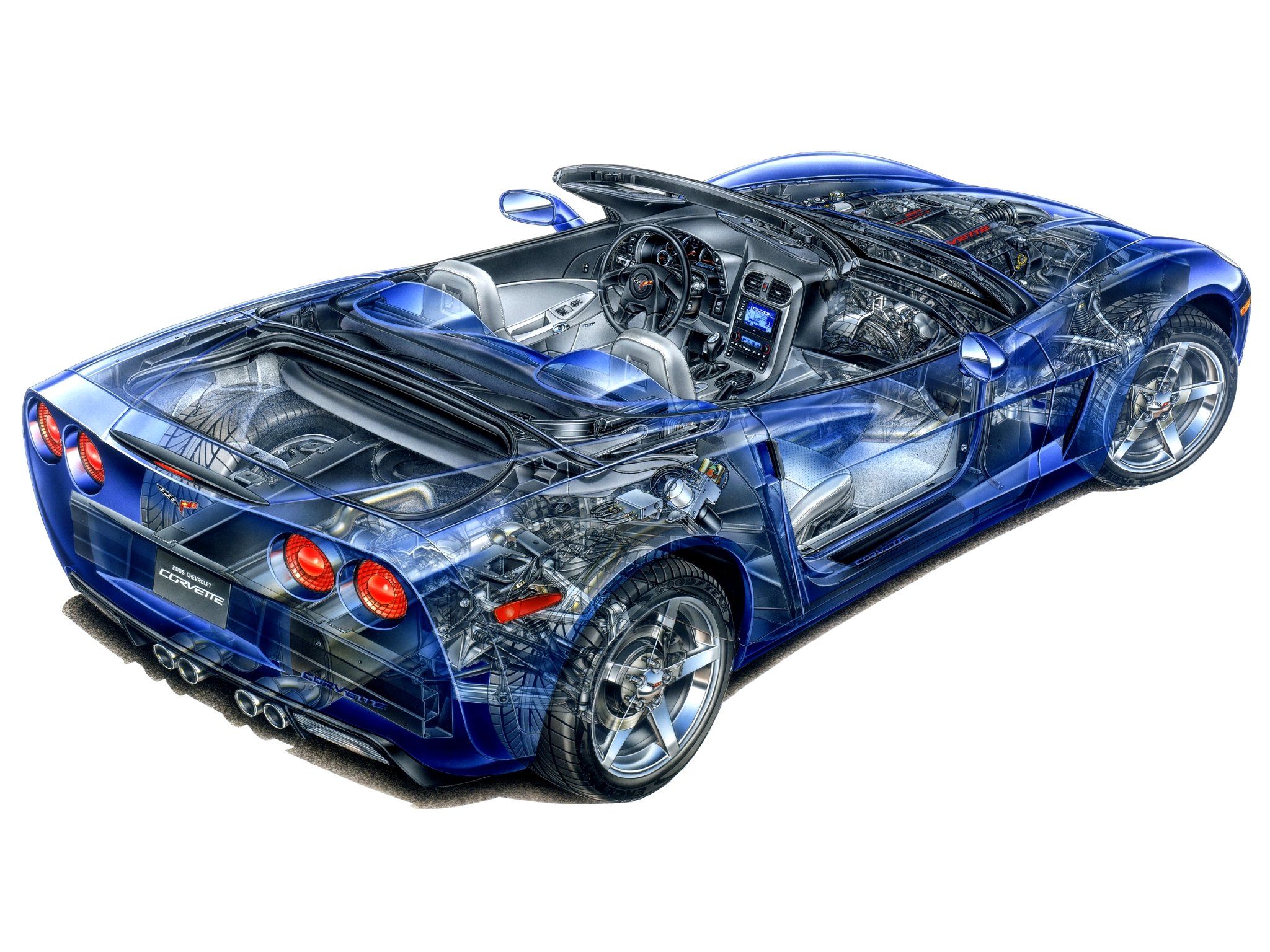 corvette, Convertible, C6, Cars, Technical Wallpaper